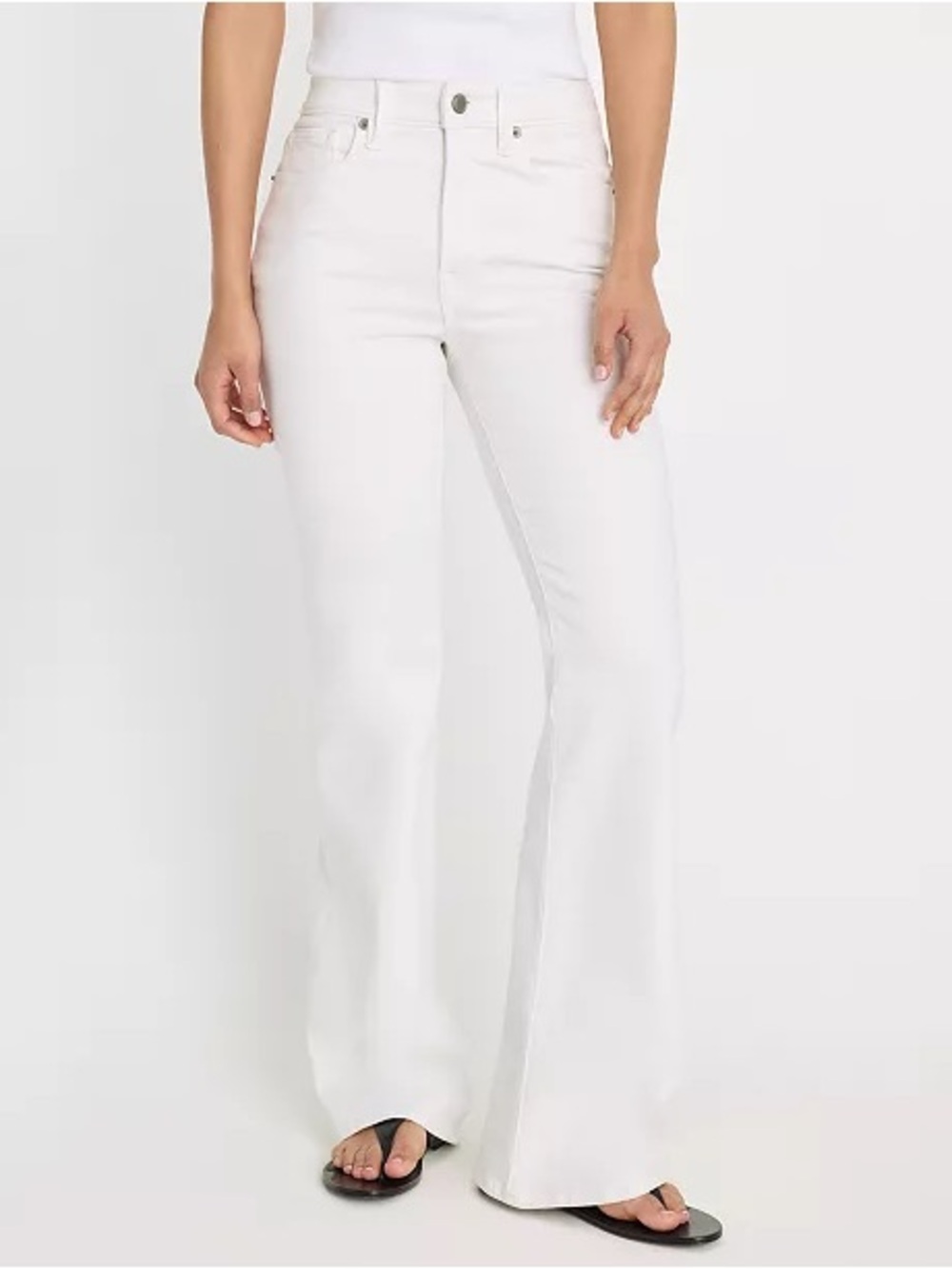 Good American White High-Rise Wide-Leg Jeans